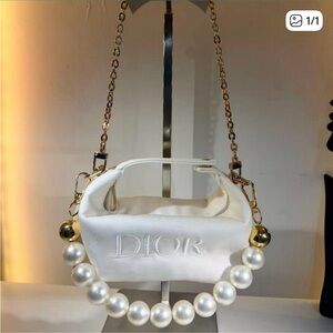 Dior White Mini Bag with Pearl Accents